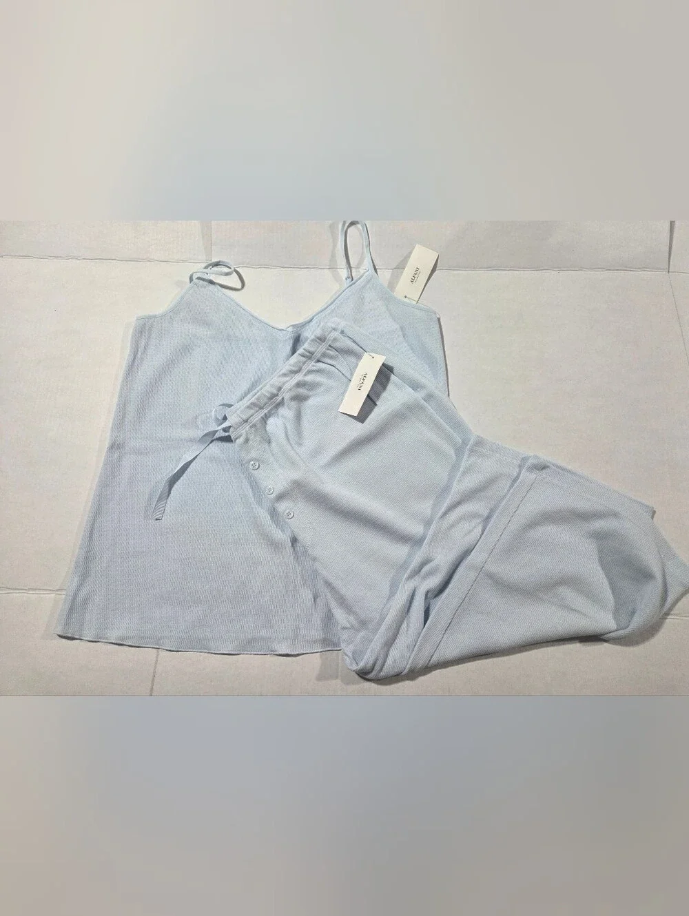 Alfani Light Blue Ribbed Cami & Pant Sleep Set